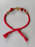 Handmade Dokra brass Rakhi – traditional festival thread (Red) - Image 4