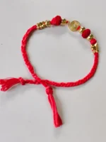 Handmade Dokra brass Rakhi – traditional festival thread (Red) - Image 2