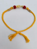 Handmade Dokra brass Rakhi – traditional festival thread (Yellow) - Image 5
