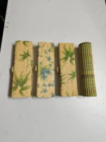 Handmade Bamboo Storage Box & Mat Set – Leaf & Floral Designs - Image 4