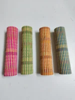 Handmade Bamboo Mats – Multicolor Striped Design (Set of 4) - Image 4