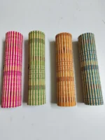 Handmade Bamboo Mats – Multicolor Striped Design (Set of 4)