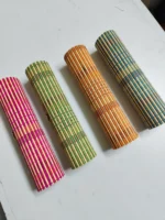 Handmade Bamboo Mats – Multicolor Striped Design (Set of 4) - Image 3