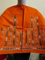 Handicraft Orange Kantha Stitch Cotton Blouse Material - Image 4