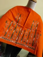 Handicraft Orange Kantha Stitch Cotton Blouse Material - Image 2