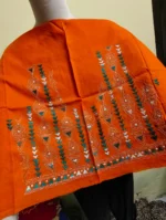 Handicraft Orange Kantha Stitch Cotton Blouse Material - Image 3
