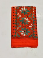 Orange Cotton Kantha Stitch Blouse Piece - Image 4