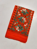Orange Cotton Kantha Stitch Blouse Piece - Image 2