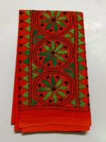 Cotton Kantha Stitch Blouse Piece Orange - Image 4