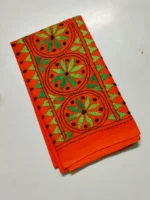 Cotton Kantha Stitch Blouse Piece Orange - Image 3