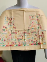 Premium Biscuit Colour Cotton Kantha Stitch Blouse Material - Image 4