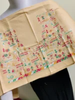 Premium Biscuit Colour Cotton Kantha Stitch Blouse Material - Image 3