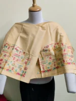 Premium Biscuit Colour Cotton Kantha Stitch Blouse Material - Image 5