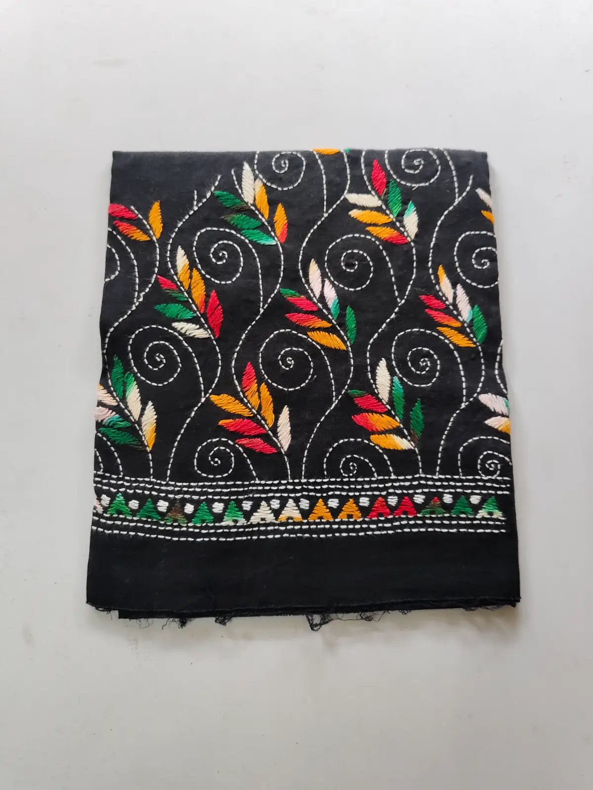 1000980951.webp Cotton Kantha Stitch Blouse Piece (black colour) - Image 1