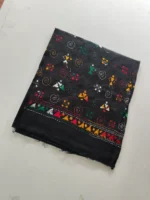 Handmade Black Cotton Kantha Stitch Blouse Piece & Material - Image 2