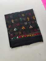 Handmade Black Cotton Kantha Stitch Blouse Piece & Material - Image 3