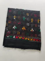 Handmade Black Cotton Kantha Stitch Blouse Piece & Material - Image 4