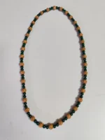 Handcrafted Green & Brown Beaded Necklace - Image 2
