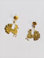 Handcrafted Brass Earrings – Peacock Motif Design - Image 2