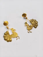 Handcrafted Brass Earrings – Peacock Motif Design - Image 3