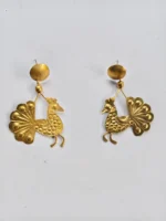 Handcrafted Brass Earrings – Peacock Motif Design - Image 4