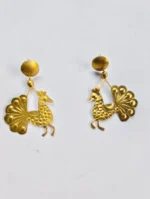 Handcrafted Brass Earrings – Peacock Motif Design