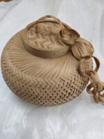 Handwoven Bamboo & Cane Hanging Lampshade with Chain –  Décor