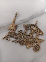 Handcrafted Dhokra Brass Pendant – Mythical Unicorn Chariot Design - Image 2