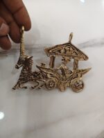 Handcrafted Dhokra Brass Pendant – Mythical Unicorn Chariot Design - Image 3