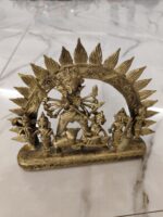 Handcrafted Dhokra Brass Durga Idol – Lion Rider Sculpture - Image 2