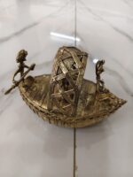 Handcrafted Dhokra Brass Boat Sculpture – Traditional Folk Art - Image 3