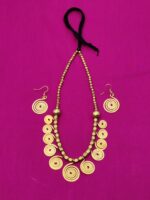Handcrafted Brass Spiral Necklace & Earrings Set – Tribal Folk Jewellery - Image 2