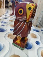 Handcrafted Wooden Owl Figurine – Vibrant Folk Art - Image 2