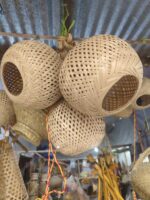 Handwoven Bamboo & Cane Hanging Lampshade with Chain – Traditional Craft Décor - Image 4