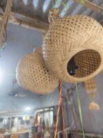 Handwoven Bamboo & Cane Hanging Lampshade with Chain – Traditional Craft Décor - Image 2