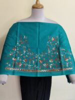 Premium Cotton Kantha Stitch Blouse Material –  Floral Embroidered Blouse Fabric