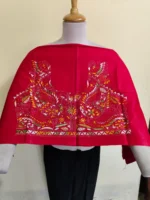 Premium Cotton Kantha Stitch Blouse Material –  Floral Motifs Red