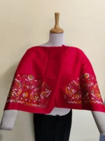 Premium Cotton Kantha Stitch Blouse Material –  Floral Motifs Red - Image 6