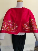Premium Cotton Kantha Stitch Blouse Material –  Floral Motifs Red - Image 7