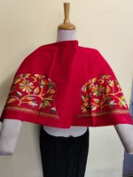 Premium Cotton Kantha Stitch Blouse Material – Multicolor Floral Embroidery Red - Image 4