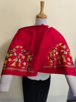 Premium Cotton Kantha Stitch Blouse Material – Multicolor Floral Embroidery Red - Image 6