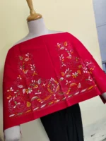 Premium Cotton Kantha Stitch Blouse Material – Multicolor Floral Red - Image 3
