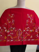 Premium Cotton Kantha Stitch Blouse Material – Multicolor Floral Red - Image 5