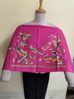 Premium Pure Cotton Kantha Stitch Blouse Material – Bird & Floral Motifs Bright Pink - Image 5
