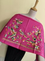Premium Pure Cotton Kantha Stitch Blouse Material – Bird & Floral Motifs Bright Pink - Image 3