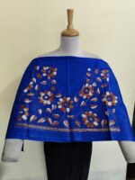 Premium Cotton Kantha Blouse Material – Floral & Leaf Motifs Royal Blue