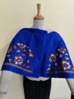 Premium Cotton Kantha Blouse Material – Floral & Leaf Motifs Royal Blue - Image 4