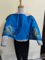 Premium Cotton Kantha Stitch Blouse Material – Floral Design Blue - Image 6