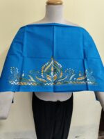 Premium Cotton Kantha Stitch Blouse Material – Floral Design Blue