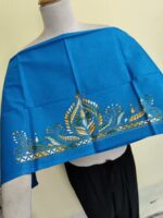 Premium Cotton Kantha Stitch Blouse Material – Floral Design Blue - Image 2
